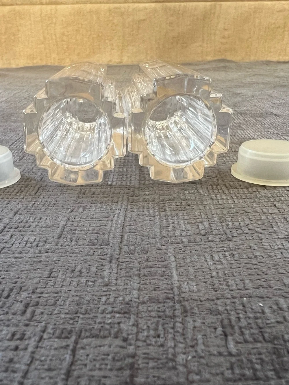 Ralph Lauren Clear Crystal Ribbed Salt and Pepper Shakers